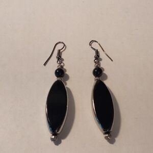 Chic Black and Silver Drop Earrings